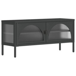 Berkfield Elegant Tv Cabinet Black 105X35X50 Cm Glass And Steel