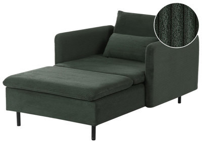 Beliani Chaise Longue Egeris Corduroy Dark Green - image 1