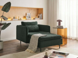 Beliani Chaise Longue Egeris Corduroy Dark Green - thumbnail 2