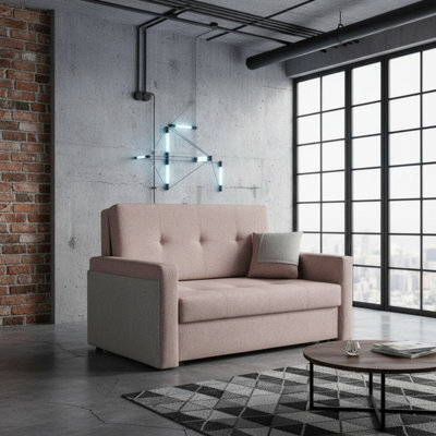 Viva Mel Ii Sofa Bed With Sleeping Function Storage Bedding Compartment Wooden Legs Wooden Frame 140X98X86Cm Pink And Grey - image 1