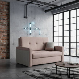 Viva Mel Ii Sofa Bed With Sleeping Function Storage Bedding Compartment Wooden Legs Wooden Frame 140X98X86Cm Pink And Grey - thumbnail 1