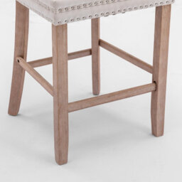 HomeTouch Beige Velvet Breakfast Bar Stool With Backs & Wooden Legs - thumbnail 6