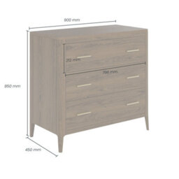 Wyld Haus Siena Walnut Oak And Brass 3 Drawer Chest - thumbnail 6