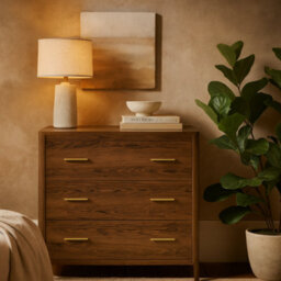 Wyld Haus Siena Walnut Oak And Brass 3 Drawer Chest - thumbnail 2