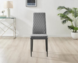 Furniturebox Uk Lira 100Cm Grey Metal Extending Dining Table & 4 Grey Velvet Milan Black Leg Chairs - thumbnail 9
