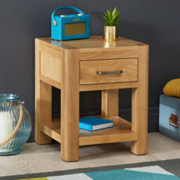 The Furniture Market Soho Curved Oak One Drawer Side Table Modern Design With Rounded Corners & Gunmetal Handle Ideal For Living Room Or Bedroom - thumbnail 1
