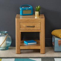 The Furniture Market Soho Curved Oak One Drawer Side Table Modern Design With Rounded Corners & Gunmetal Handle Ideal For Living Room Or Bedroom - thumbnail 2