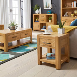 The Furniture Market Soho Curved Oak One Drawer Side Table Modern Design With Rounded Corners & Gunmetal Handle Ideal For Living Room Or Bedroom - thumbnail 5