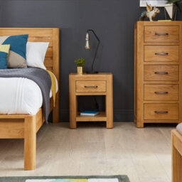 The Furniture Market Soho Curved Oak One Drawer Side Table Modern Design With Rounded Corners & Gunmetal Handle Ideal For Living Room Or Bedroom - thumbnail 3