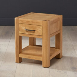 The Furniture Market Soho Curved Oak One Drawer Side Table Modern Design With Rounded Corners & Gunmetal Handle Ideal For Living Room Or Bedroom - thumbnail 6