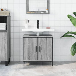Berkfield Bathroom Sink Cabinet Grey Sonoma 60X30X60 Cm Engineered Wood - thumbnail 3