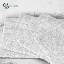Casabella 12 Pack Flannel Face Cloth - 100% Cotton Face Towels Soft & Absorbent Super Quality Washcloths - thumbnail 6