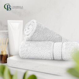 Casabella 12 Pack Flannel Face Cloth - 100% Cotton Face Towels Soft & Absorbent Super Quality Washcloths - thumbnail 4