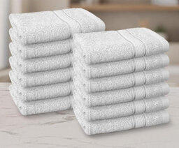 Casabella 12 Pack Flannel Face Cloth - 100% Cotton Face Towels Soft & Absorbent Super Quality Washcloths