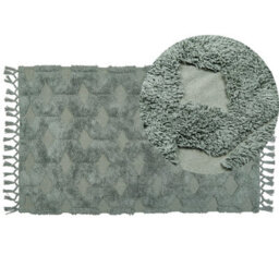 Beliani Rug Kars Green 80 X 150 Cm Cotton