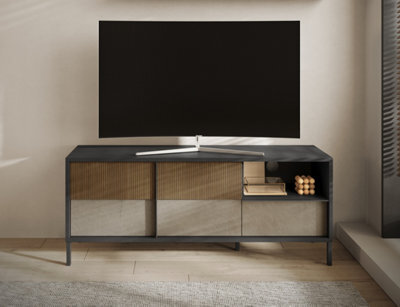 FurniComp LTD Furnicomp Venice 2 Door 1 Drawer Grey And Mercure Oak Small Tv Stand - image 1