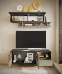 FurniComp LTD Furnicomp Venice 2 Door 1 Drawer Grey And Mercure Oak Small Tv Stand - thumbnail 3