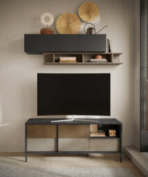 FurniComp LTD Furnicomp Venice 2 Door 1 Drawer Grey And Mercure Oak Small Tv Stand - thumbnail 2