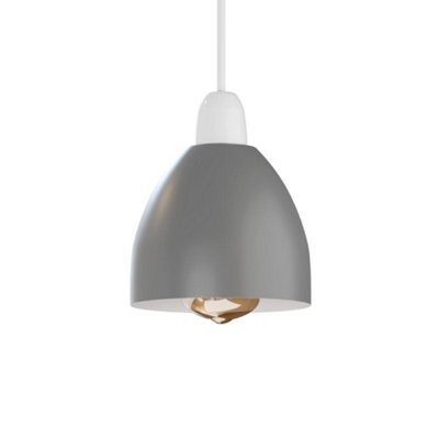 Grey 15Cm Metal Lamp Shade Modern Ceiling Pendant Light, Easy Fit E27 For Kitchen, Bedroom & Living Room - image 1