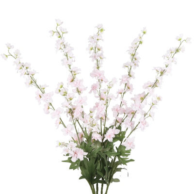 5 Pack Long - Stemmed Pale Pink Silk Delphinium Artificial Flowers For Large Vases, Wedding Centerpieces (Pale Pink) - image 1