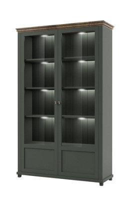 Arte Evora 13 Display Cabinet In Green & Oak Lefkas - The Pinnacle Of Elegance And Organisation - W1260mm X H2000mm X D420mm - image 1