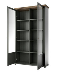 Arte Evora 13 Display Cabinet In Green & Oak Lefkas - The Pinnacle Of Elegance And Organisation - W1260mm X H2000mm X D420mm - thumbnail 2
