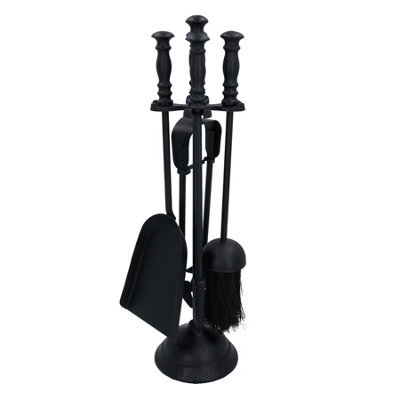 AB Tools 5Pc Log Fire Fireside Fireplace Companion Set Brush Poker Shovel Tongs Burner - image 1