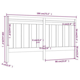 Berkfield Bed Headboard Grey 186X4X100 Cm Solid Wood Pine - thumbnail 6