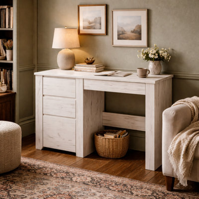 Wyld Haus Norwich Soft Grey Wood Veneer 3 Drawer Desk 1187 X 600 X 765 mm - image 1