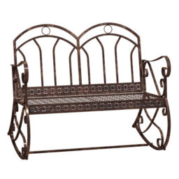 Outsunny Rocking Chair Swing Bench Loveseat Metal Bronze Garden Outdoor - thumbnail 2
