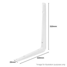 Pluto White Metal Steel Shelf Wall Brackets 220mm X 320mm X 25mm - 16 Pack - thumbnail 3