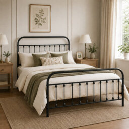 SquareBoxx Amelia Double Metal Bed Frame With Steel Slat Base, 28Cm Underbed Storage & Classic Spindle Design  Black, White, Gold Or Silver