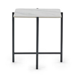 Julian Bowen Siena White Square Side Table, Ceramic, Marbled Sintered Stone, Height: 54.5 X Width: 50 X Depth: 50Cm - thumbnail 3