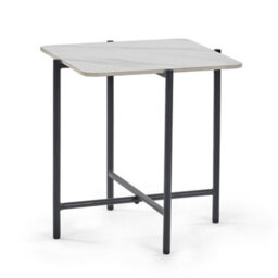 Julian Bowen Siena White Square Side Table, Ceramic, Marbled Sintered Stone, Height: 54.5 X Width: 50 X Depth: 50Cm - thumbnail 2