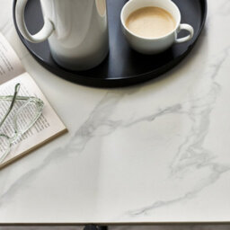 Julian Bowen Siena White Square Side Table, Ceramic, Marbled Sintered Stone, Height: 54.5 X Width: 50 X Depth: 50Cm - thumbnail 5