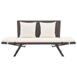 Walplus Garden Bench With Cushions Brown 176 Cm Poly Rattan - thumbnail 6