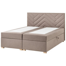 Beliani Divan Bed With Storage Fabric Esquire 160 X 200 Cm (Eu King Size) Taupe - thumbnail 4