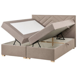 Beliani Divan Bed With Storage Fabric Esquire 160 X 200 Cm (Eu King Size) Taupe - thumbnail 5