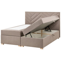 Beliani Divan Bed With Storage Fabric Esquire 160 X 200 Cm (Eu King Size) Taupe - thumbnail 1