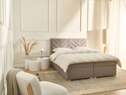 Beliani Divan Bed With Storage Fabric Esquire 160 X 200 Cm (Eu King Size) Taupe - thumbnail 2