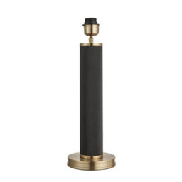 Industville Knurled Pillar Table Lamp, Black Base, Drum Cotton Lampshade - thumbnail 2