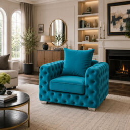Stratus Interiors Ashley Teal Blue Chesterfield Scatter Back Sofa Collection With Sophisticated Charm-Armchair - thumbnail 3