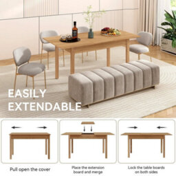 120-160Cm Extendable Dining Table Large Wooden Space Saving Compact Kitchen Desk - thumbnail 4