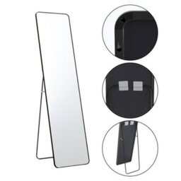 Living And Home Black Freestanding Or Wall Mounted Rectangular Metal Full Length Mirror W 37 Cm X H 147 Cm - thumbnail 4