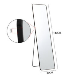 Living And Home Black Freestanding Or Wall Mounted Rectangular Metal Full Length Mirror W 37 Cm X H 147 Cm - thumbnail 6