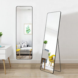 Living And Home Black Freestanding Or Wall Mounted Rectangular Metal Full Length Mirror W 37 Cm X H 147 Cm - thumbnail 2