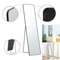 Living And Home Black Freestanding Or Wall Mounted Rectangular Metal Full Length Mirror W 37 Cm X H 147 Cm - thumbnail 3