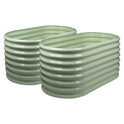 Harbour Housewares Raised Garden Beds - 2X Green Rounded Bottomless Metal Bed Galvanised Steel Planter Box 120 X 60 X 60Cm - image 1