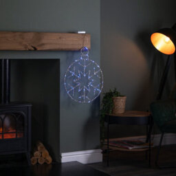 Samuel Alexander 49Cm Battery Powered Light Up Silver Christmas Snowflake Ball With Blue Twinkling Leds - thumbnail 2