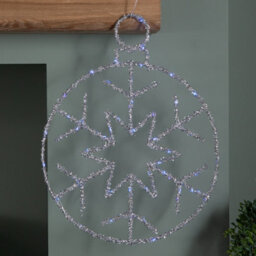 Samuel Alexander 49Cm Battery Powered Light Up Silver Christmas Snowflake Ball With Blue Twinkling Leds - thumbnail 3